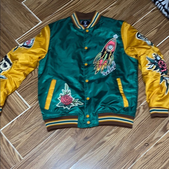 Rebel Minds Other - Green and Yellow Embroidered Bomber Jacket